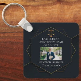 Chic Black Guld Law School Photo Studenten Gift Nyckelring