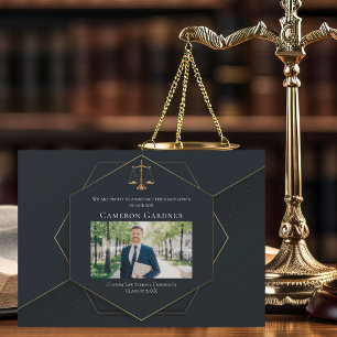 Chic Black Guld Law School Photo Studenten Meddelande
