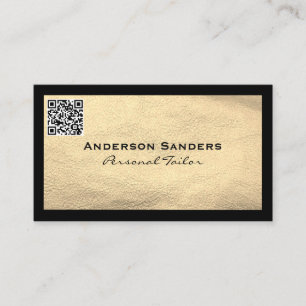 Chic Black Guld Leather QR-kod Visitkort