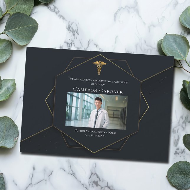 Chic Black Guld Medical School Photo Studenten Meddelande (Skapare uppladdad)