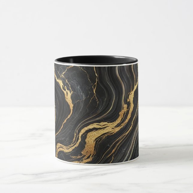 Chic Black & Guld Metallic Marble Lock Glamor Mugg (Center)