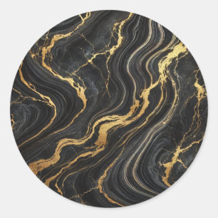 Chic Black & Guld Metallic Marble Lock Glamor Runt Klistermärke