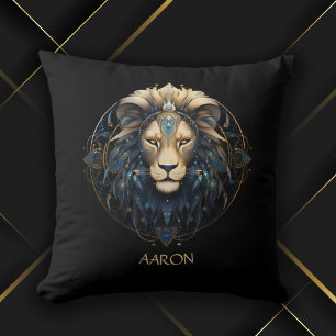 Chic Black Guld Modern Cosmic Lejon Stjärntecken L Kudde