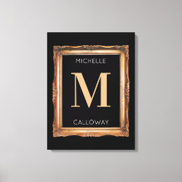 Chic Black & Guld Monogram Canvastryck