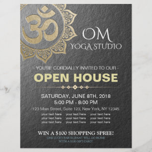 Chic Black Guld OM Mandala YOGA Studio Open House Reklamblad