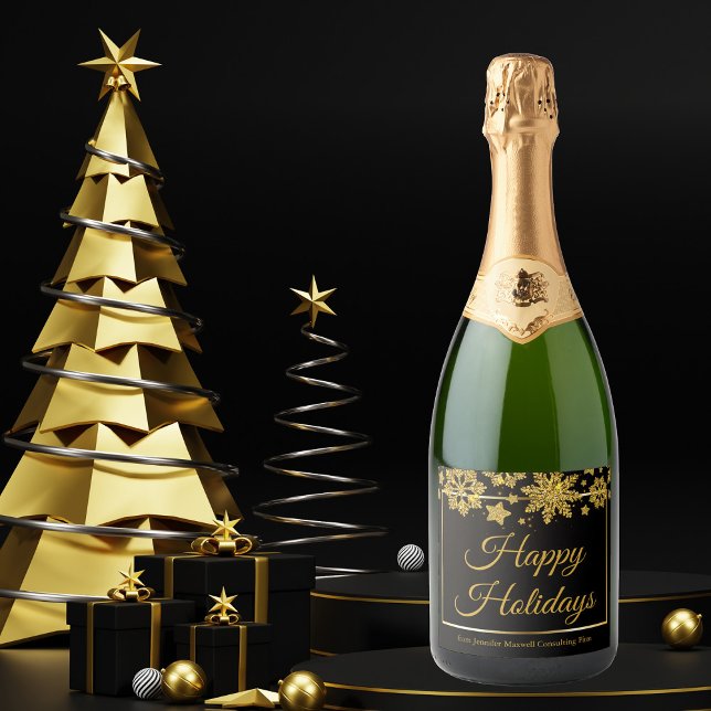Chic Black Guld Snowflake Anpassningsbar Julfest (Skapare uppladdad)