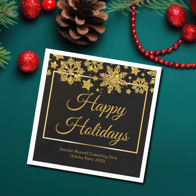 Chic Black Guld Snowflake-Anpassningsbarna Party Pappersservett (Skapare uppladdad)