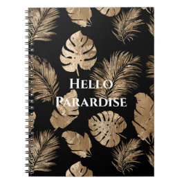 Chic Black Guld Tropical Löv Anteckningsbok