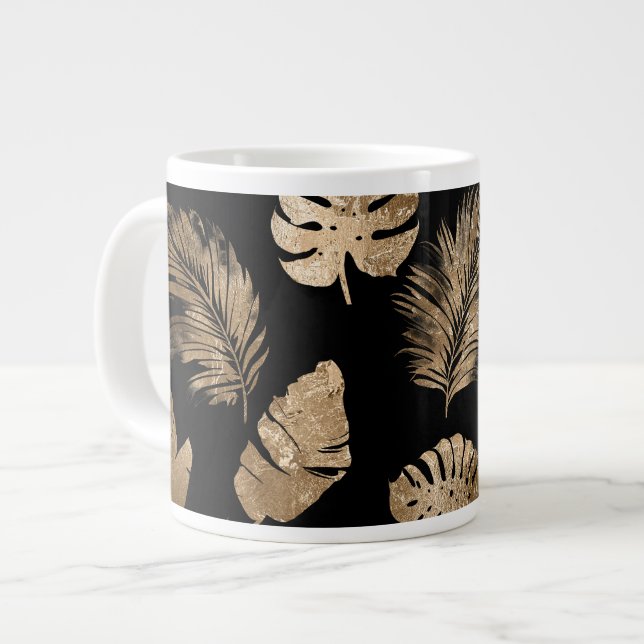 Chic Black Guld Tropical Löv Jumbo Mugg (Framsida vänster)