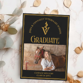 Chic Black Guld Veterinary School Photo Studenten Meddelande