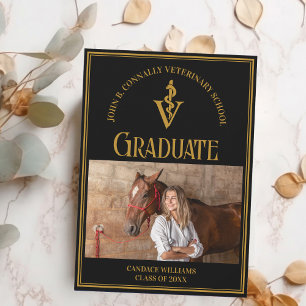 Chic Black Guld Veterinary School Photo Studenten Meddelande