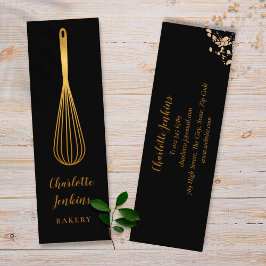 Chic Black Guld Whisk Patisserie Chef Mini Visitkort