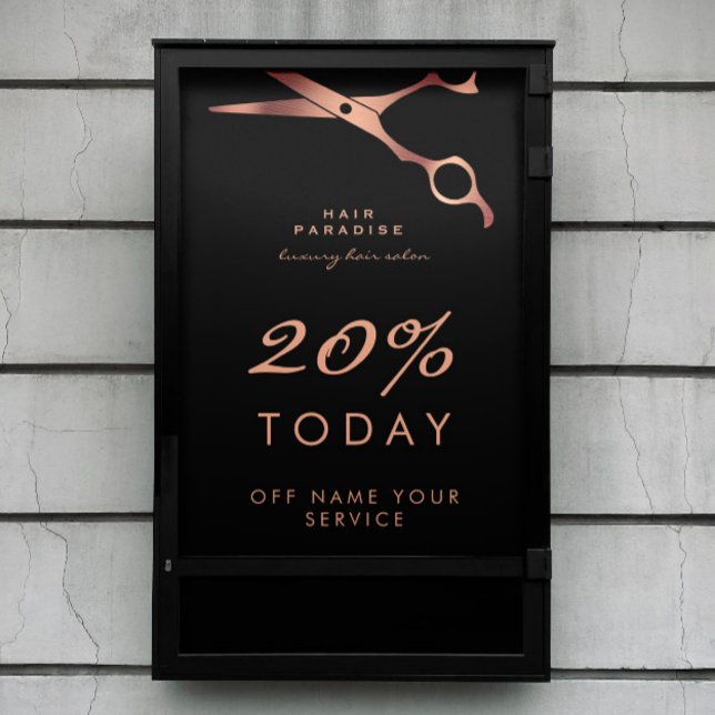 Chic Black Hair Salon Barber Copper Proposition Poster (Skapare uppladdad)