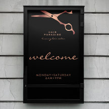 Chic Black Hair Salon Barber Copper Välkommen