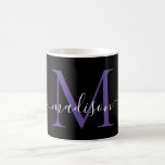 Chic Black Lila Violet Monogram Elegant Script Kaffemugg<br><div class="desc">Elegant Black Lila Violet Monogram Girly Script Snyggt Coffee Mugg</div>