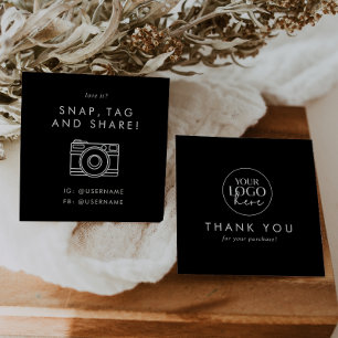 Chic Black Logotyp Social Media Tack Fyrkantigt Visitkort