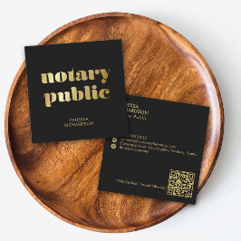 Chic Black Modern Guld Notary Public Marknadsförin Fyrkantigt Visitkort