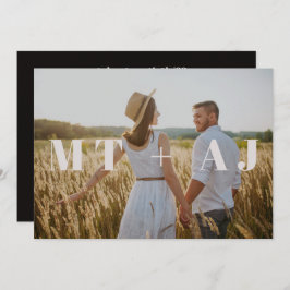 Chic Black Monogram överlägg Foto Spara datum