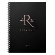 Chic Black och Faux Ro Guld R Brev Monogram