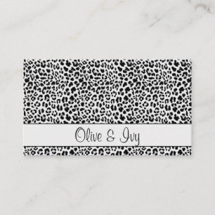 Chic Black och Grått Leopard Skriv ut Affärskort Visitkort