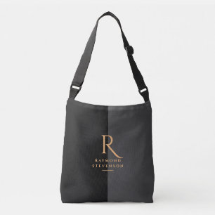 Chic Black och Guld Monogrammed Crossbody Bag Axelväska