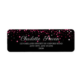 Chic Black och Rosa ros Guld Returadressen Returadress Etikett