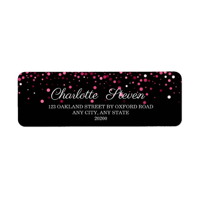 Chic Black och Rosa ros Guld Returadressen Returadress Etikett (Framsidan)
