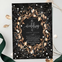 Chic Black Ornate Golden Löv Bröllop