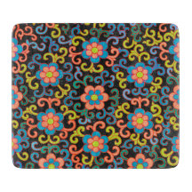 Chic Black Pattern with Colorful Floral 