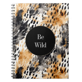 Chic Black Peach White Leopard Animal Skriv ut Anteckningsbok