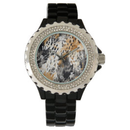 Chic Black Peach White Leopard Animal Skriv ut Armbandsur