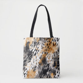 Chic Black Peach White Leopard Animal Skriv ut Tygkasse
