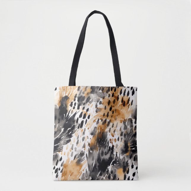Chic Black Peach White Leopard Animal Skriv ut Tygkasse (Framsida)