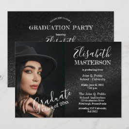 Chic Black Photo Studenten annons Party Inbjudningar