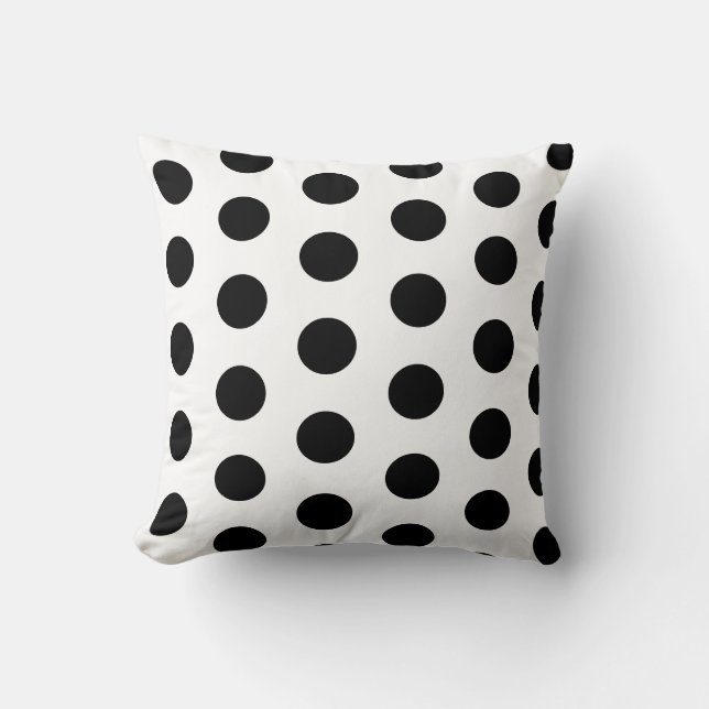 Chic Black Polka dots på Vita Dekorativ kudde (Framsida)