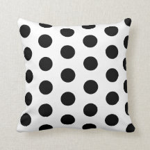 Chic Black Polka dots på Vita Dekorativ kudde