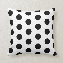 Chic Black Polka dots på Vita Dekorativ kudde