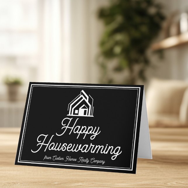 Chic Black Real Estate Company Custom Realtor Kort (Skapare uppladdad)