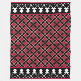 Chic Black Red Checkated & Reindeer Silhouettes Fleecefilt