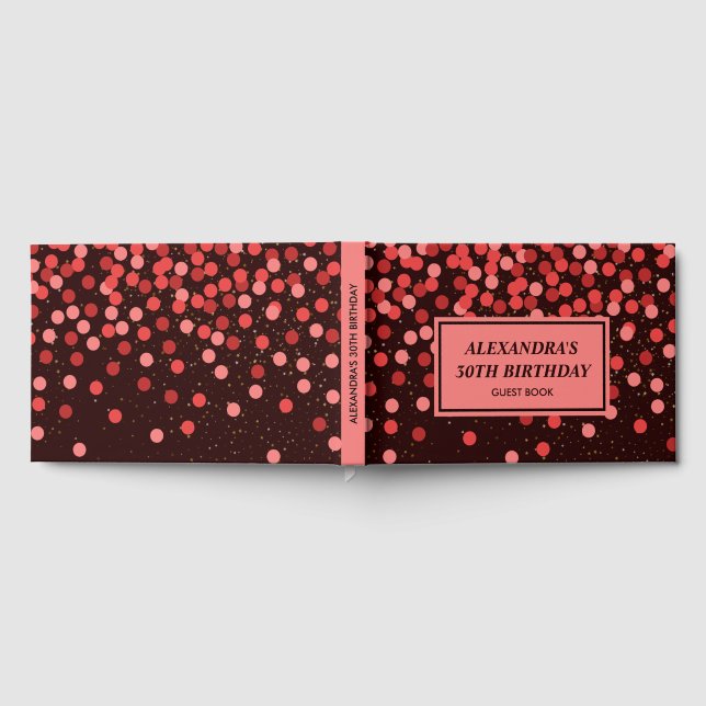 Chic Black Red Confetti Guest Bok (Full)