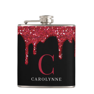 Chic Black Red Gnistra Glitter Drives Monogram Fickplunta