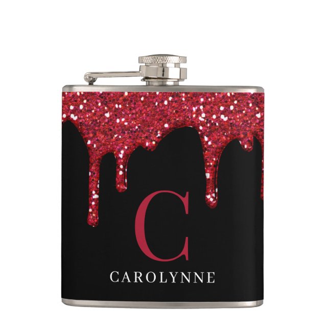 Chic Black Red Gnistra Glitter Drives Monogram Fickplunta (Framsidan)