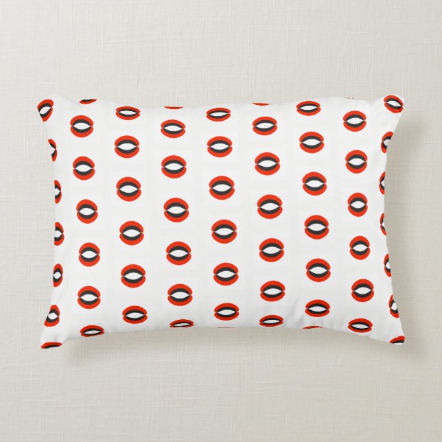 Chic Black Red White Mönster Prydnadskudde (Framsidan)