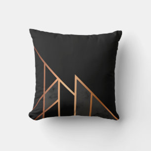 Chic Black Ro Guld Geometric Abstrakt Modern Kudde
