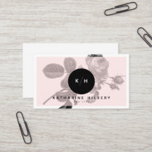 Chic Black Ro & Monogram Rosa Affärskort