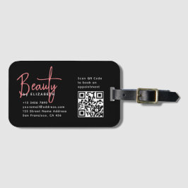 Chic Black Rosa Beauty Professionell QR-kod Bagagebricka