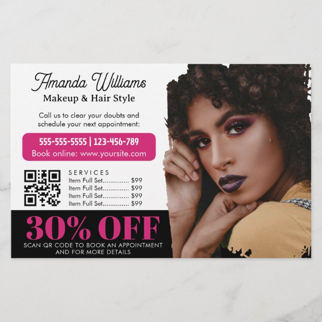 Chic Black Rosa Beauty Salon Promo Discount Flyer (Framsidan)
