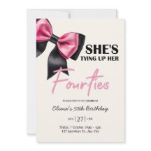 Chic Black & Rosa Bow 50:e födelsedagsinbjudan