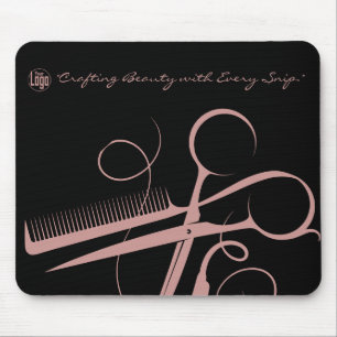 Chic Black Rosa Hairstylist Verktyg Logotyp Motto Musmatta