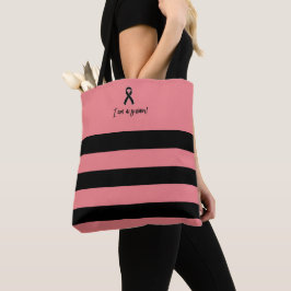 Chic Black Rosa Jag är bröstcancer överlevande Tygkasse
